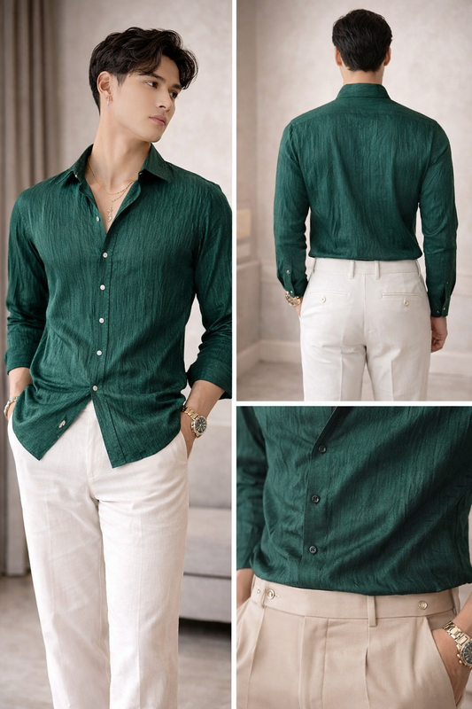 OVYANA Emerald Signature Shirt Set