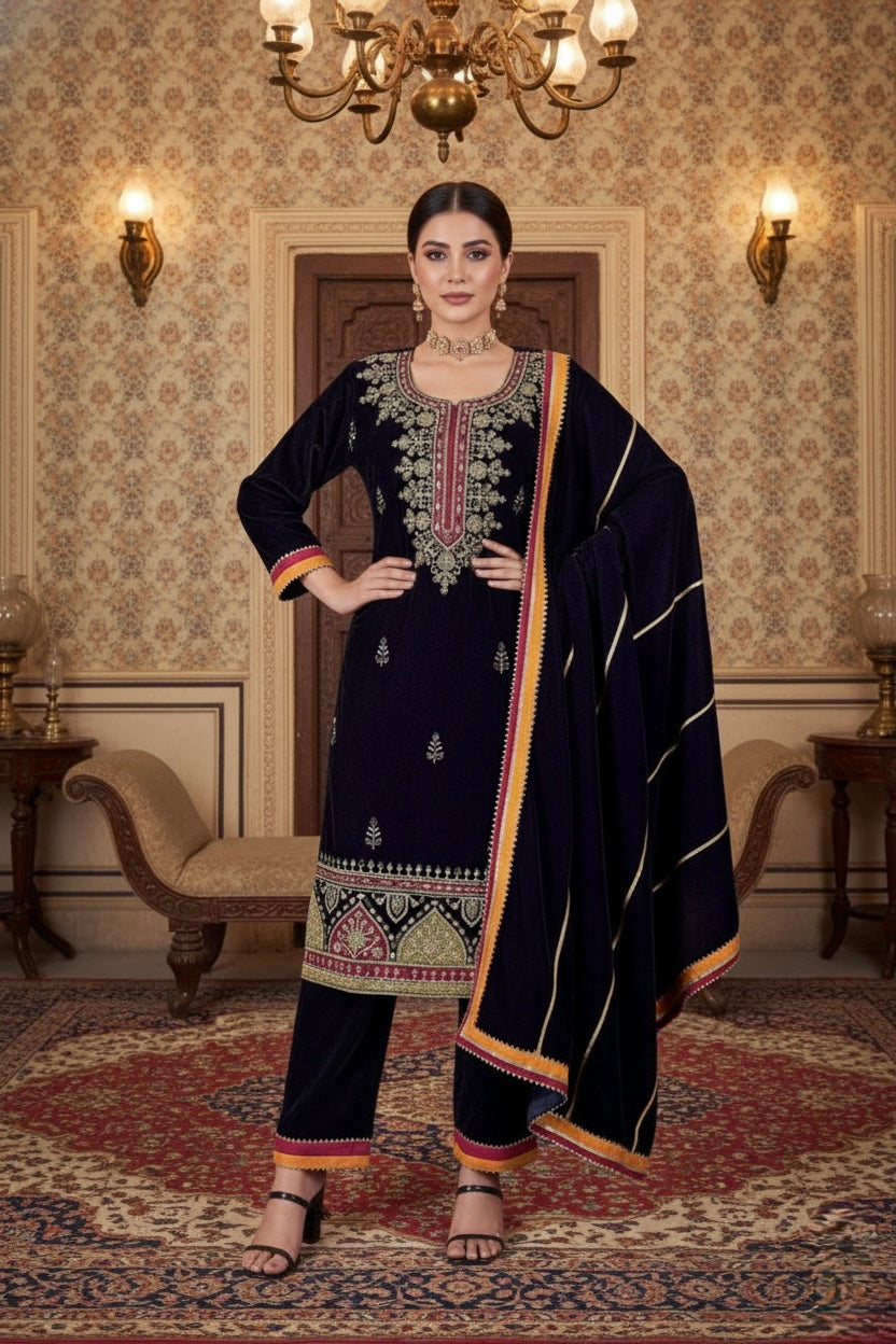 Afsana – Navjot Velvet Handwork Suit Set